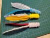 Picture of 3 pack of handmade feather fetch toy for cat stealth version - flies like a dart! -