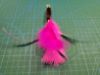 Picture of PINKY Big prey handmade from dyed pink feathers with purple ribbon