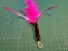 Picture of PINKY Big prey handmade from dyed pink feathers with purple ribbon