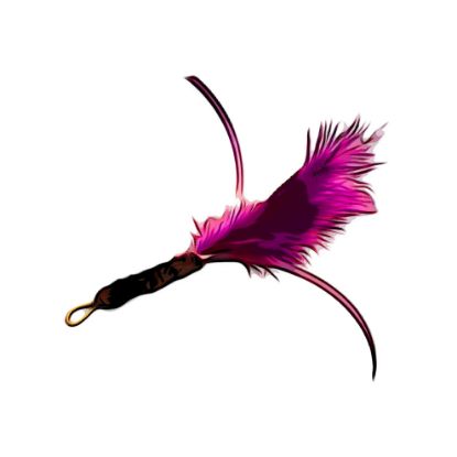 Picture of PINKY Big prey handmade from dyed pink feathers with purple ribbon