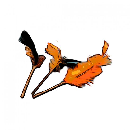 Picture of HALLOWEEN Themed 3 pack Cat catnip sticks natural wood turned into chewable toy with feathers