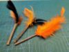Picture of HALLOWEEN Themed 3 pack Cat catnip sticks natural wood turned into chewable toy with feathers