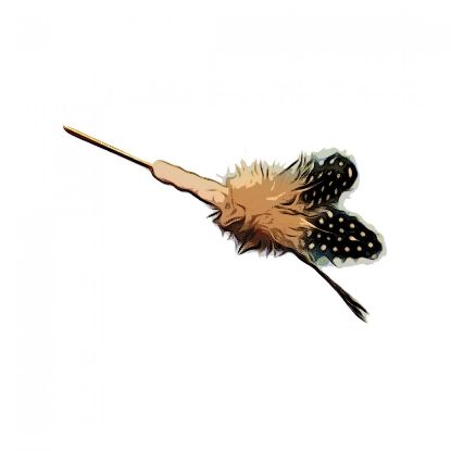Picture of Handmade small kitten wand toy with real feathers - no more hand scratches
