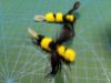 Picture of SET OF 2 - Yellow and black BEES made out of feathers and fluffy stem wand teaser refill