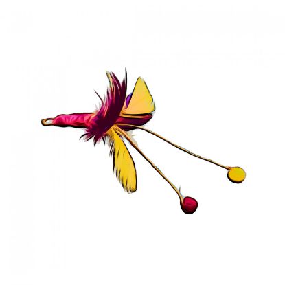Picture of Dual Colour Handmade feather hemp and pompon refill toy for frenzy & da bird type wand teasers