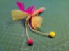 Picture of Dual Colour Handmade feather hemp and pompon refill toy for frenzy & da bird type wand teasers
