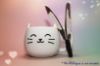 Picture of Handmade Black and white Magpie feather fetch toy for cat stealth version