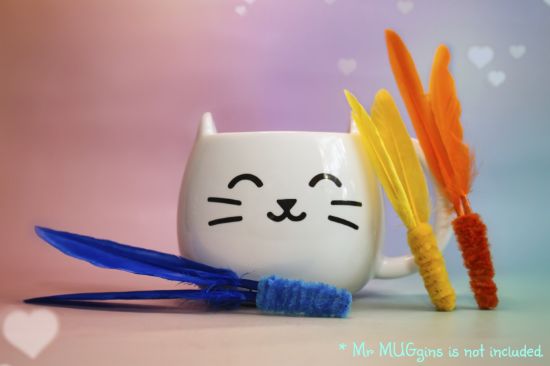 Picture of 3 pack of handmade feather fetch toy for cat stealth version - flies like a dart! -